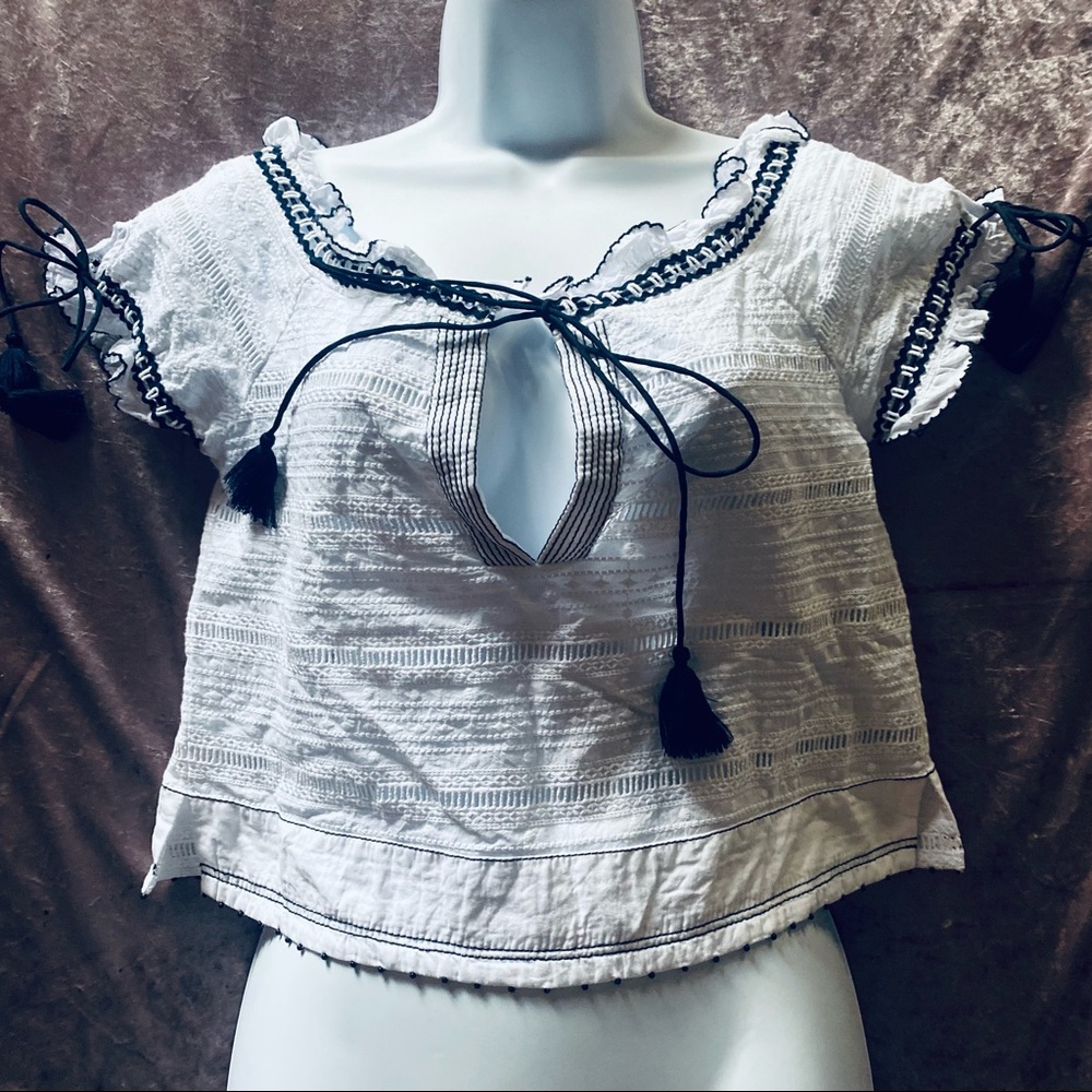 FINAL PRICE SAYLOR White Crochet Off Shoulder